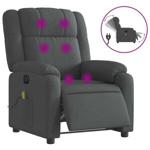 vidaXL Elektrick&eacute; mas&aacute;žn&iacute; polohovac&iacute; křeslo tmavě &scaron;ed&eacute; textil