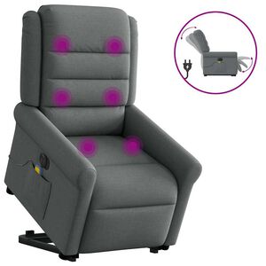 vidaXL Elektrick&eacute; zvedac&iacute; mas&aacute;žn&iacute; polohovac&iacute; křeslo tmavě &scaron;ed&eacute; textil