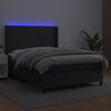 vidaXL Box spring postel s matrac&iacute; a LED čern&aacute; 140 x 190 cm uměl&aacute; kůže