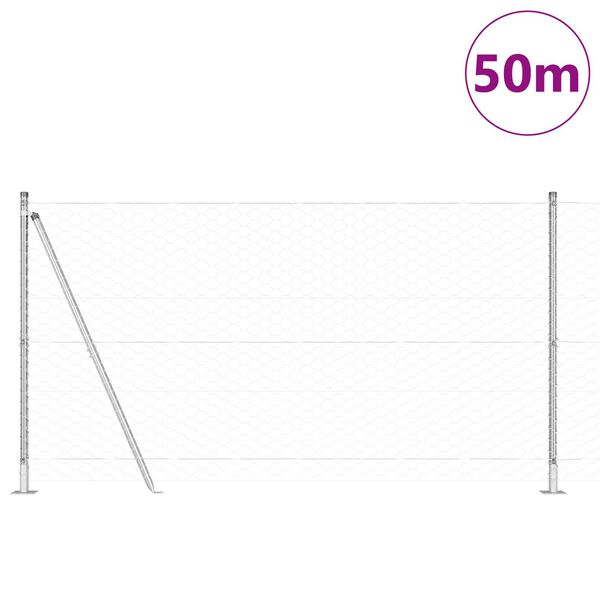 vidaXL Plotov&yacute; sloupek. Stř&iacute;brn&aacute; 50 x 1,2 m (50 mm s&iacute;ť) Ocel