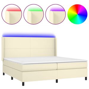 vidaXL Box spring postel s matrac&iacute; a LED kr&eacute;mov&aacute; 200x200 cm uměl&aacute; kůže