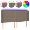 vidaXL Čelo postele s LED taupe 203 x 16 x 118/128 cm textil