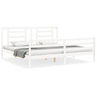 vidaXL Rám postele s čelem bílý 200 x 200 cm masivní dřevo