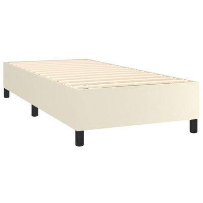 vidaXL Box spring postel s matrací a LED krémová 100x200 cm umělá kůže