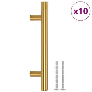 vidaXL N&aacute;bytkov&eacute; &uacute;chytky 10 ks zlat&eacute; rozteč otvorů 96 mm celkov&aacute; d&eacute;lka 150 mm nerezov&aacute; ocel