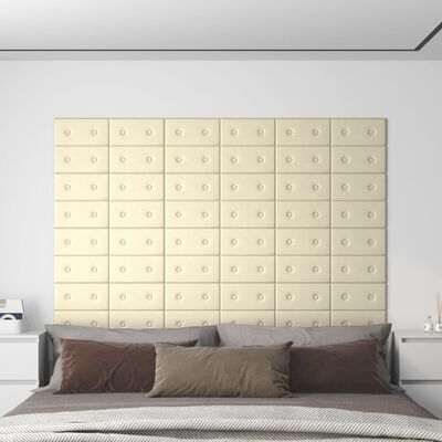 vidaXL Nástěnné panely 12 ks krémové 30 x 15 cm umělá kůže 0,54 m²