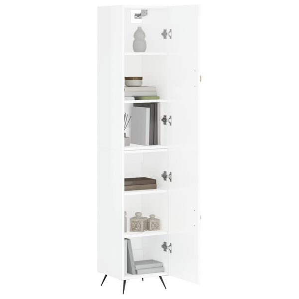 vidaXL Skř&iacute;ň highboard b&iacute;l&aacute; s vysok&yacute;m leskem 34,5x34x180 cm kompozit