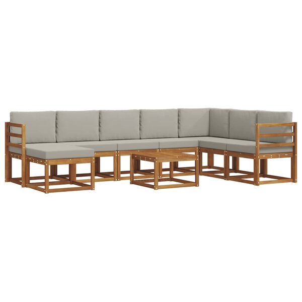 vidaXL Venkovn&iacute; pohovkov&aacute; souprava 9 pcs Př&iacute;rodn&iacute; a světle &scaron;ed&aacute;