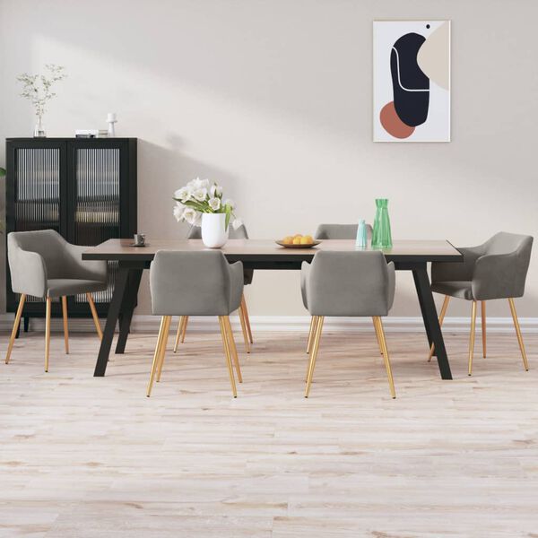 vidaXL J&iacute;deln&iacute; židle 6 ks světle &scaron;ed&eacute; samet