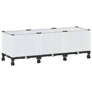 vidaXL Zahradn&iacute; truhl&iacute;k s kolečky B&iacute;l&aacute; 120 x 40 x 48 cm PP