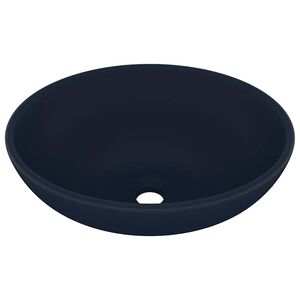 vidaXL Luxusn&iacute; umyvadlo ov&aacute;ln&eacute; matně tmavě modr&eacute; 40 x 33 cm keramika