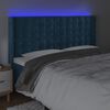 vidaXL Čelo postele s LED tmavě modr&eacute; 203 x 16 x 118/128 cm samet