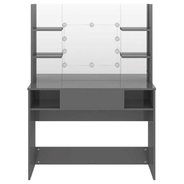 vidaXL Kosmetický stolek s LED světly 100x40x135 cm MDF zářivě šedý