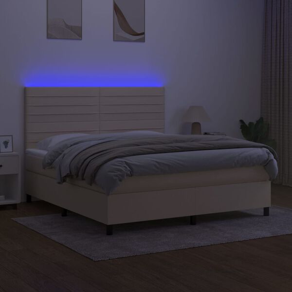 vidaXL Box spring postel s matrac&iacute; a LED kr&eacute;mov&aacute; 180x200 cm textil