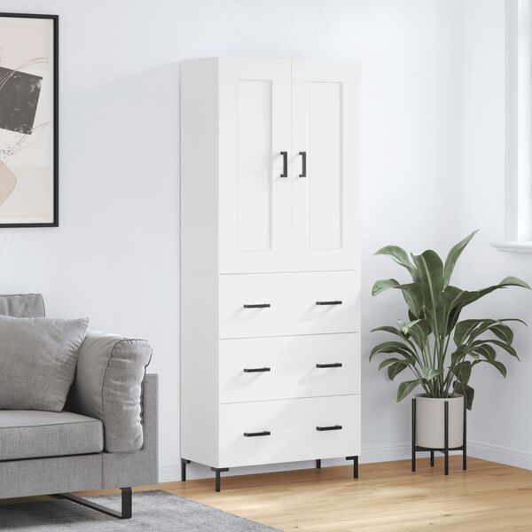 vidaXL Skř&iacute;ň highboard b&iacute;l&aacute; 69,5 x 34 x 180 cm kompozitn&iacute; dřevo