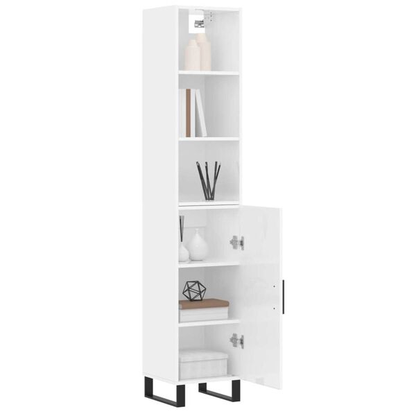 vidaXL Skř&iacute;ň highboard b&iacute;l&aacute; s vysok&yacute;m leskem 34,5x34x180 cm kompozit