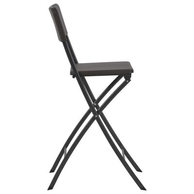 vidaXL Skládací barové židle 2 ks HDPE a ocel hnědé ratanový vzhled