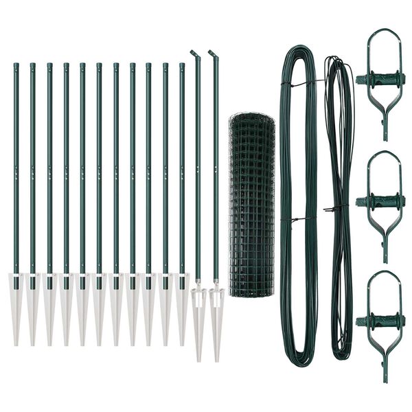 vidaXL Plot s sloupkem Zelen&aacute; 1 x 25 m Ocel a PVC