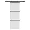 vidaXL Posuvn&eacute; dveře s kov&aacute;n&iacute;m 76x205 cm tvrzen&eacute;ho sklo a hlin&iacute;k