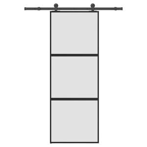 vidaXL Posuvn&eacute; dveře s kov&aacute;n&iacute;m 76x205 cm tvrzen&eacute;ho sklo a hlin&iacute;k
