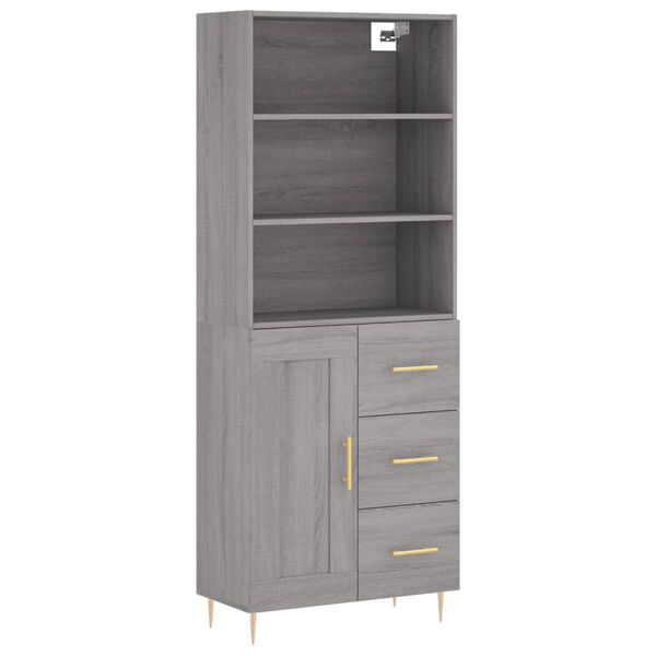 vidaXL Skř&iacute;ň highboard &scaron;ed&aacute; sonoma 69,5 x 34 x 180 cm kompozitn&iacute; dřevo