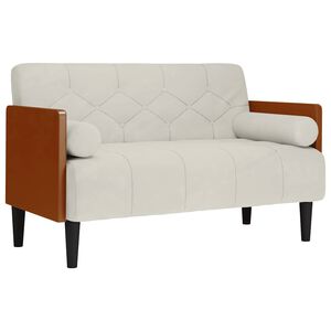 vidaXL Pohovka Loveseat s podhlavn&iacute;kem, kr&eacute;mov&aacute;, 110 cm, samet