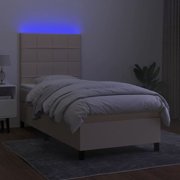 vidaXL Box spring postel s matrac&iacute; a LED kr&eacute;mov&aacute; 100x200 cm textil