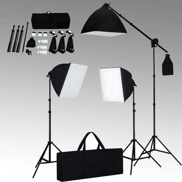 vidaXL Studio set se softboxy a fotopozadím