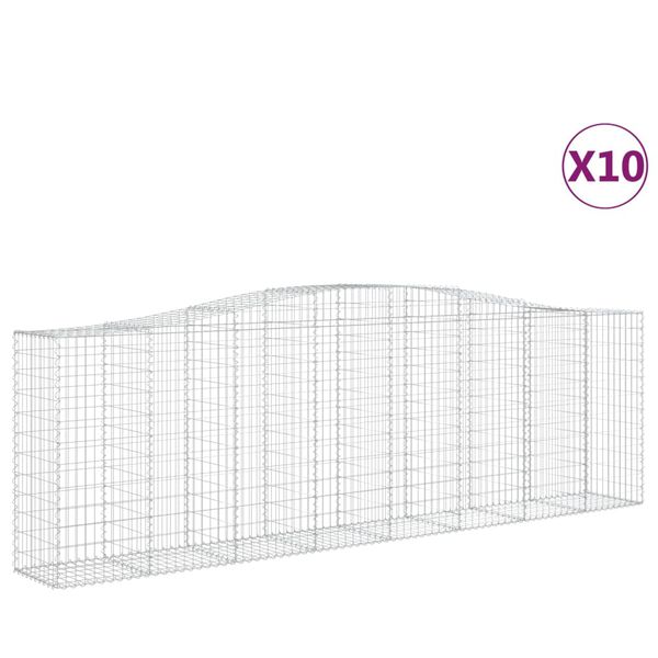 vidaXL Klenut&eacute; gabionov&eacute; ko&scaron;e 10ks 400x50x120/140cm pozinkovan&eacute; železo