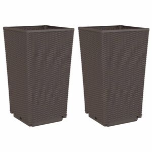 vidaXL Zahradn&iacute; květin&aacute;če 2 ks hněd&eacute; 32,5 x 32,5 x 57 cm PP