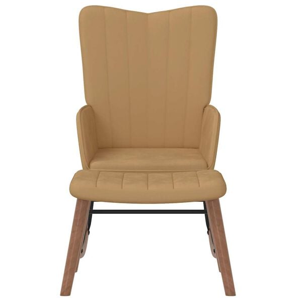 vidaXL Houpac&iacute; křeslo se stoličkou hněd&eacute; samet