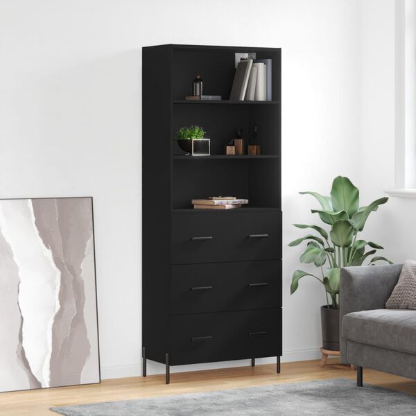 vidaXL Skř&iacute;ň highboard čern&aacute; 69,5 x 34 x 180 cm kompozitn&iacute; dřevo