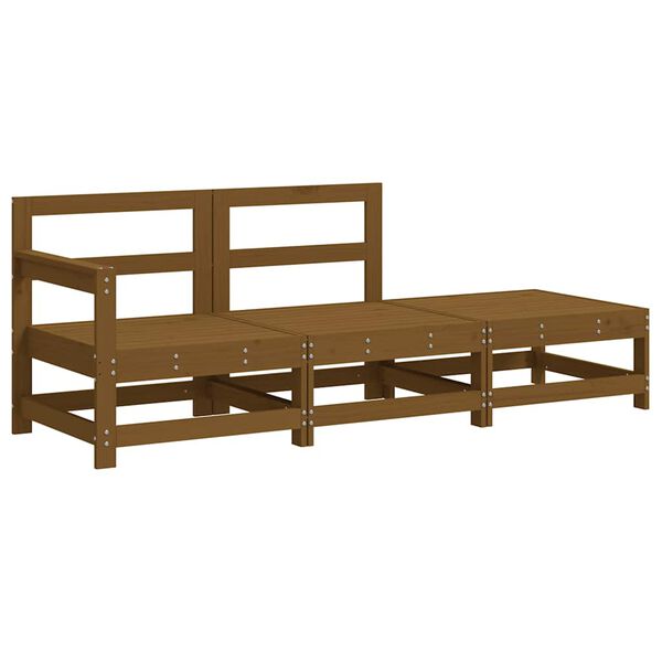 vidaXL 3dílná zahradní souprava s poduškami medově hnědá masivní dřevo