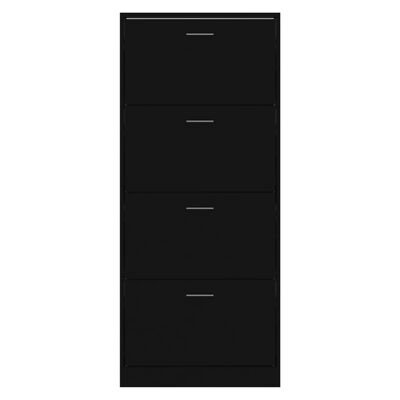 vidaXL Botník černý 63x24x147 cm kompozitní dřevo