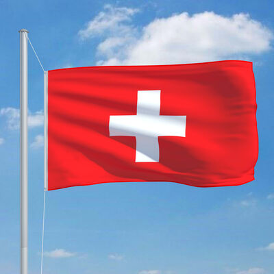 vidaXL Švýcarská vlajka a stožár hliník 6,2 m