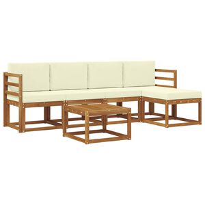 vidaXL Venkovn&iacute; pohovkov&aacute; souprava 6 pcs Přirozen&aacute; a Kr&eacute;mov&aacute;