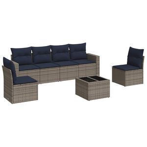 vidaXL 7d&iacute;ln&aacute; zahradn&iacute; sedac&iacute; souprava s podu&scaron;kami &scaron;ed&aacute; polyratan