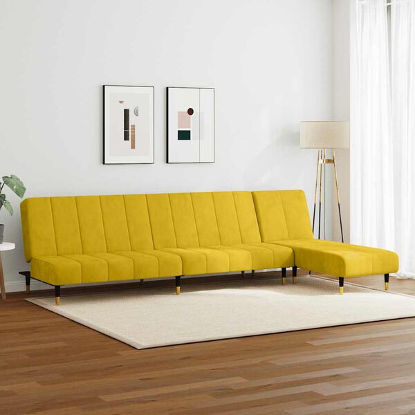 vidaXL 2d&iacute;ln&aacute; sedac&iacute; souprava žlut&aacute; samet