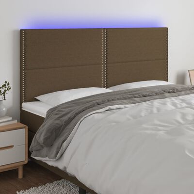 vidaXL Čelo postele s LED tmavě hnědé 160x5x118/128 cm textil