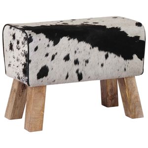 vidaXL lavice 60 x 30 x 45 cm Prav&aacute; kůže Čern&aacute; a b&iacute;l&aacute;