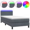 vidaXL Box spring postel s matrac&iacute; a LED tmavě &scaron;ed&aacute; 80x210 cm samet