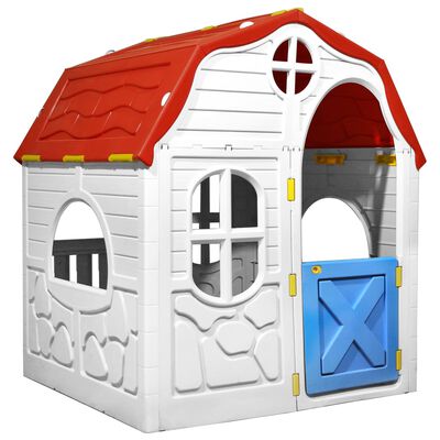 vidaXL Skládací dětský domeček s funkčními dveřmi a okny
