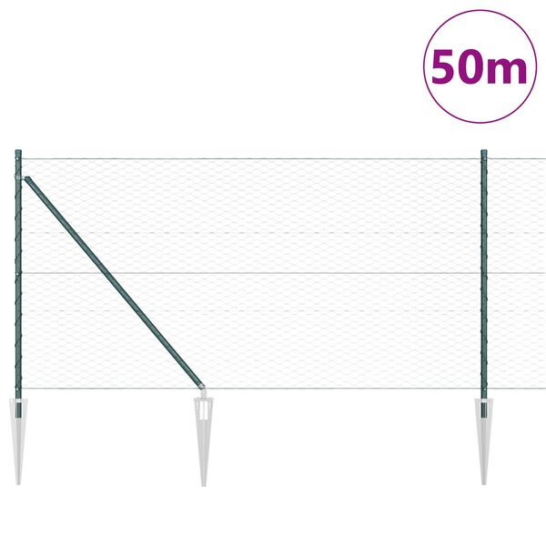 vidaXL Plotov&yacute; sloupek. Zelen&aacute; 50 x 1 m (36 mm s&iacute;ť) Ocel a PVC