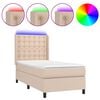 vidaXL Box spring postel matrace a LED cappuccino 90x190 cm uměl&aacute; kůže