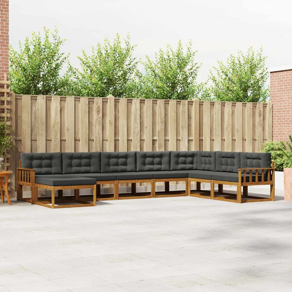 vidaXL Venkovn&iacute; pohovkov&aacute; souprava 8 pcs Přirozen&aacute; a Anthracitov&aacute;