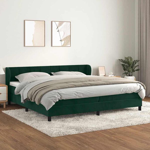 vidaXL Box spring postel s matrac&iacute; tmavě zelen&aacute; 200x200 cm samet