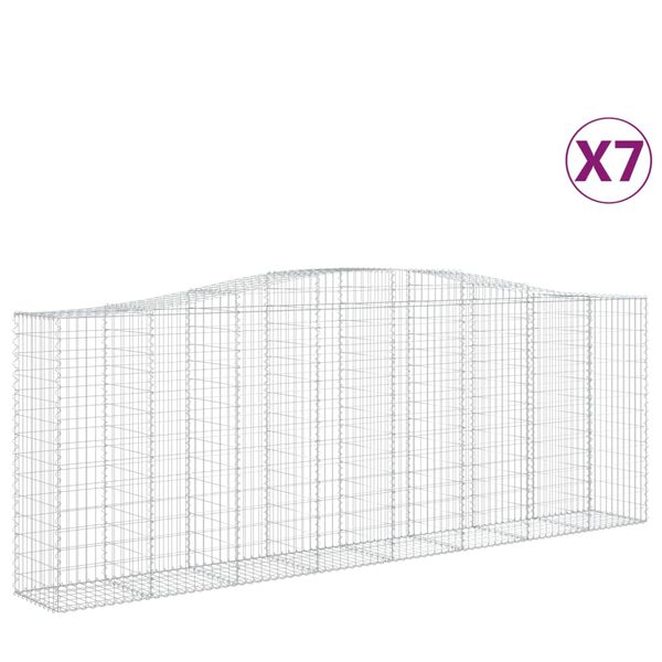 vidaXL Klenuté gabionové koše 7 ks 400x50x140/160cm pozinkované železo
