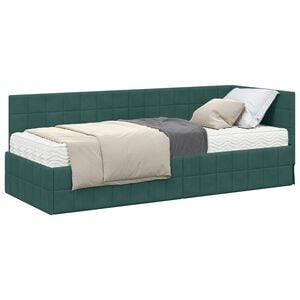 vidaXL Rohov&yacute; r&aacute;m postele s matrac&iacute; 2 ks Tmavě zelen&aacute; 80 x 200 cm