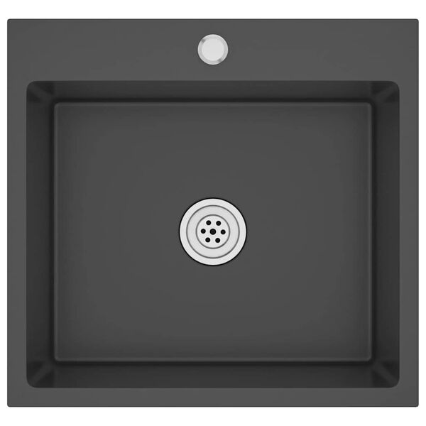 vidaXL Ručně vyrobený kuchyňský dřez černý nerezová ocel
