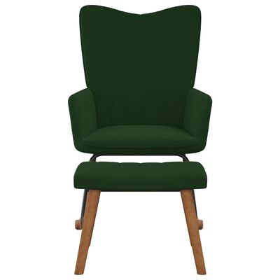 vidaXL Houpací křeslo se stoličkou tmavě zelené samet